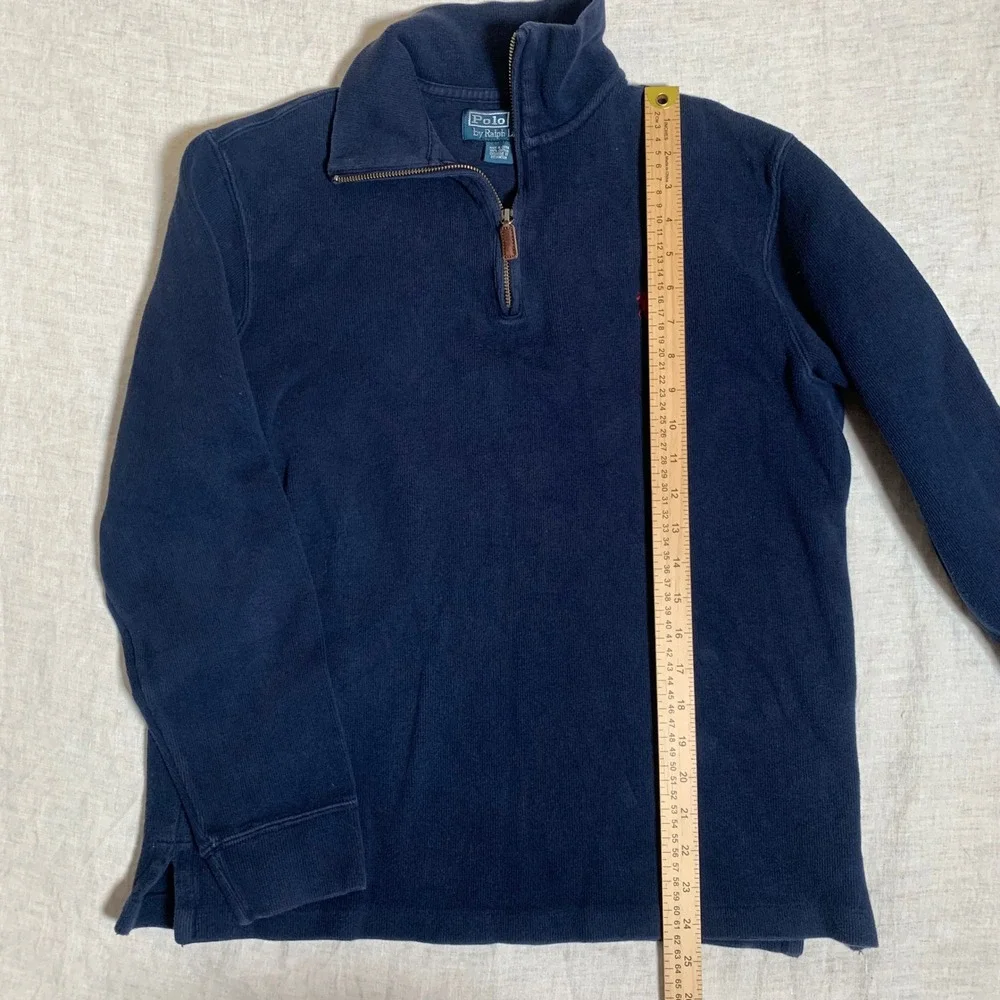 Polo Ralph Lauren Quarter Zip‎ Pullover Mens M Navy Blue Excellent Cotton Pony